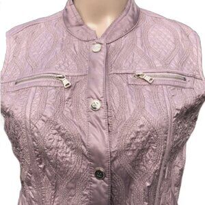 GERRY WEBER Dusty Pink Quilted Vest Snap-buttons Front pockets Size M